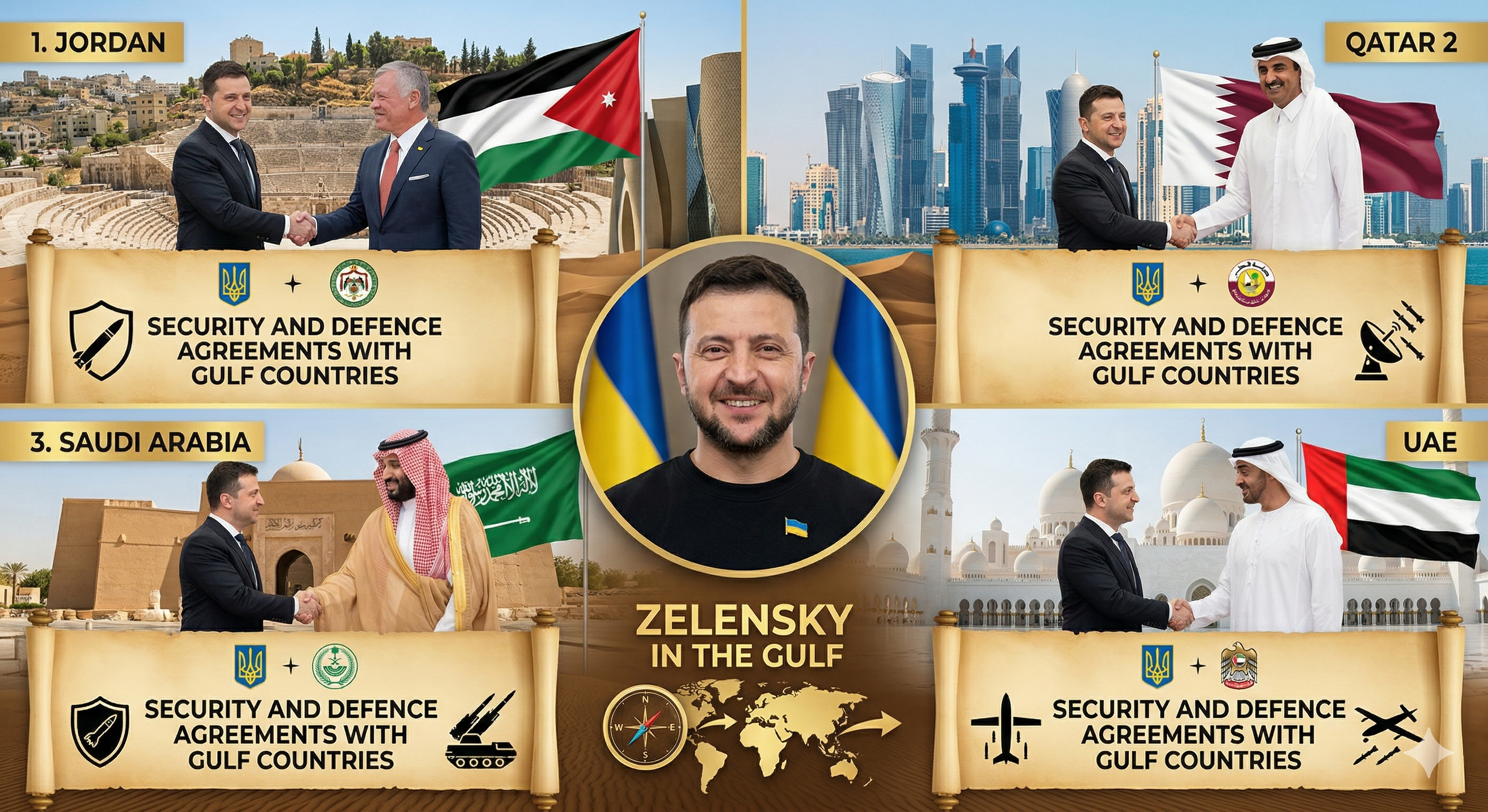 Zelensky meeting Gulf leaders on security and defence