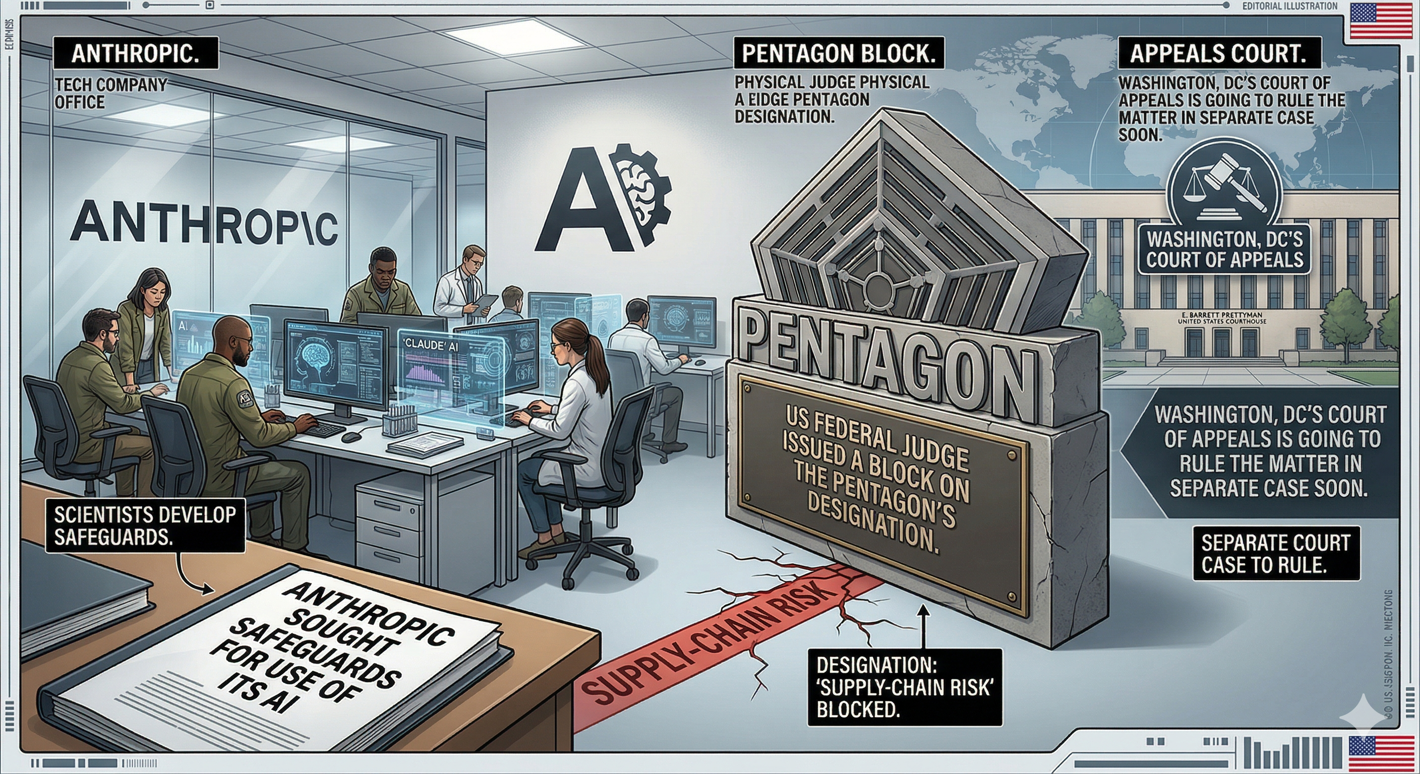 Anthropic Pentagon supply-chain risk court block visual